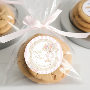 Petals und Prosecco Brautparty Runder Aufkleber