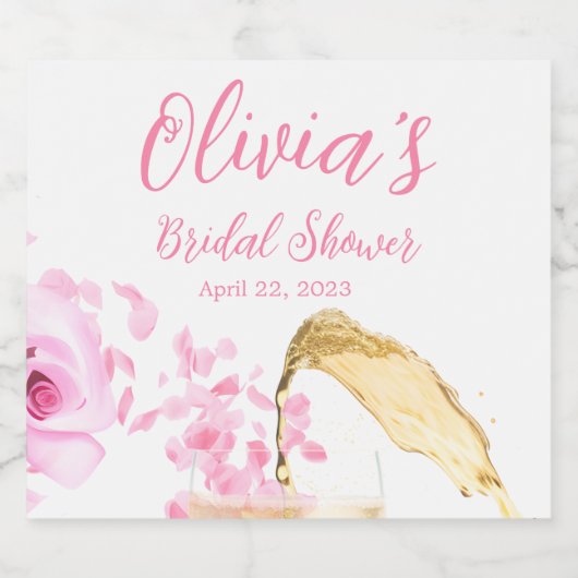 Petals und Prosecco-Brautparty Schaumweinetikett (Einzelnes Label)