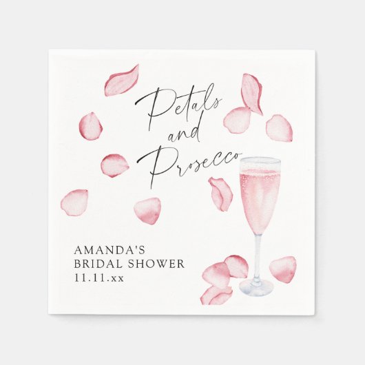Petals und Prosecco-Brautparty Serviette (Vorderseite)