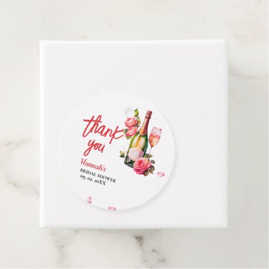 Petals und Prosecco Brautparty Vielen Dank Geschenkanhänger (Beispiel)