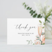 Petals und Prosecco Brautparty Vielen Dank Karte (Stehend Vorderseite)