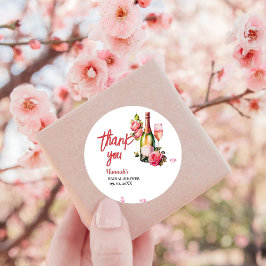 Petals und Prosecco Brautparty Vielen Dank Runder Aufkleber