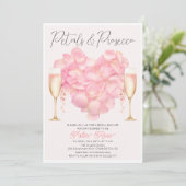 Petals und Prosecco Bridal Dusche Einladung (Stehend Vorderseite)