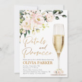 Petals und Prosecco Bridal Dusche Einladung Gold (Vorderseite)