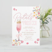 Petals und Prosecco Brunch Brautparty Einladung (Stehend Vorderseite)