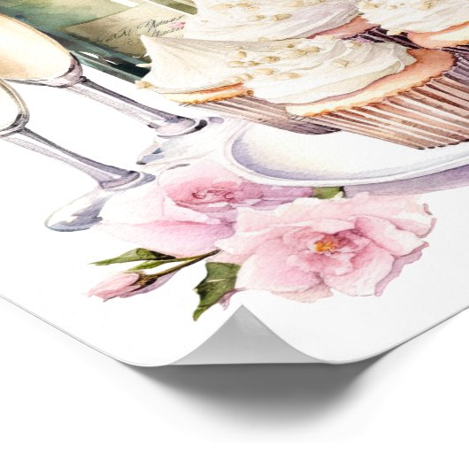Petals und Prosecco Cava und Cupcakes Mimosa Bar Poster (Ecke)