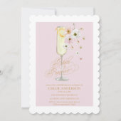 Petals und Prosecco Champagner-Brautparty Einladung (Vorderseite)