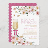 Petals und Prosecco Champagner-Brautparty Einladung (Vorne/Hinten)
