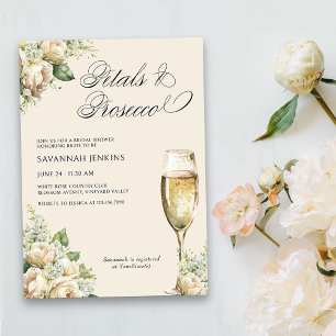 Petals und Prosecco Creme Rose Brautparty Einladung