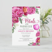 Petals und Prosecco Elegantes Brautparty Einladung (Stehend Vorderseite)