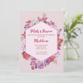 Petals und Prosecco Floral Bachelorette Wochenende Einladung (Stehend Vorderseite)