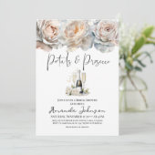 Petals und Prosecco Floral Bow Brautparty Einladung (Stehend Vorderseite)