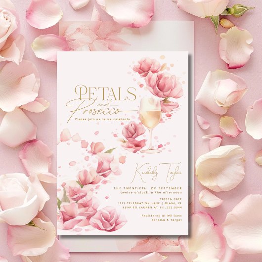 Petals und Prosecco Floral Champagne Brautparty Einladung