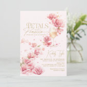 Petals und Prosecco Floral Champagne Brautparty Einladung (Stehend Vorderseite)