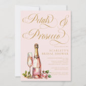 Petals und Prosecco Floral Elegantes Brautparty Einladung (Vorderseite)