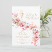 Petals und Prosecco Garden Brautparty Einladung (Stehend Vorderseite)