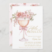 Petals und Prosecco Garden Rose Brautparty Einladung (Vorne/Hinten)