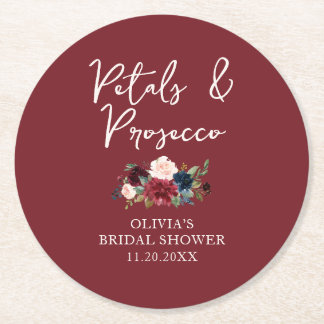 Petals und Prosecco Garten Floral Brautparty Runder Pappuntersetzer