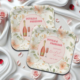 Petals und Prosecco Gold Floral Brautparty Pappteller