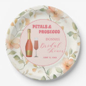 Petals und Prosecco Gold Floral Brautparty Pappteller (Vorderseite)