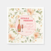 Petals und Prosecco Gold Floral Brautparty Serviette (Vorderseite)