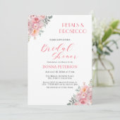 Petals und Prosecco Gold Glitzer Brautparty Einladung (Stehend Vorderseite)