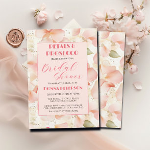 Petals und Prosecco Gold Glitzer Brautparty Einladung