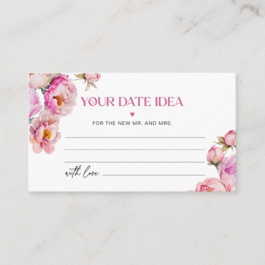 Petals und Prosecco hellrosa Datum Ideen Begleitkarte (Vorderseite)