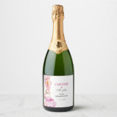 Petals und Prosecco hellrosa Péronenbridal Schaumweinetikett (Vorderseite)