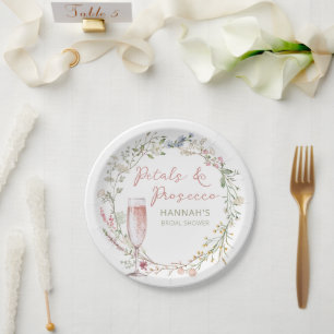 Petals und Prosecco Hochzeit Brautparty Pappteller