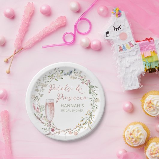 Petals und Prosecco-Hochzeitsstift Pappteller (Party)