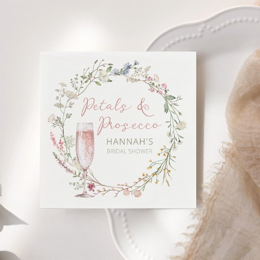 Petals und Prosecco-Hochzeitsstift Serviette