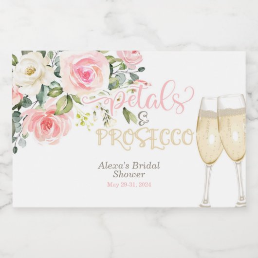 Petals und Prosecco MINI Schaumweinetikett (Einzelnes Label)