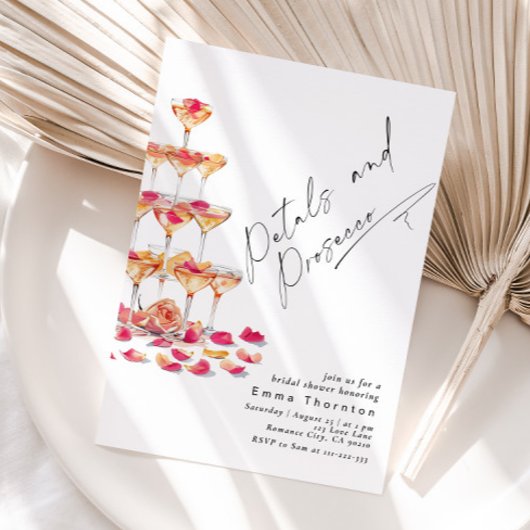 Petals und Prosecco minimal Modernes Brautparty Einladung