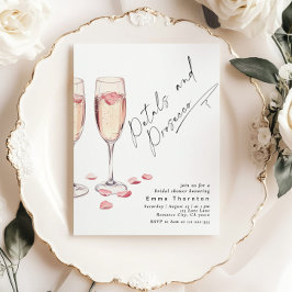 Petals und Prosecco minimal Modernes Brautparty Einladung