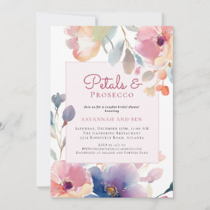 Petals und Prosecco Paare Blumenkohl Brautparty Einladung