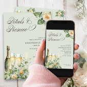 Petals und Prosecco Peach Rose Brautparty Einladung