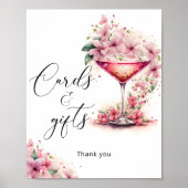 Petals und Prosecco Pink Blumenkarten und Geschenk Poster (Vorne)