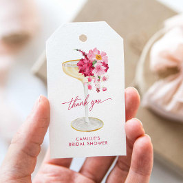 Petals und Prosecco Pink Brautparty Gefallen Geschenkanhänger
