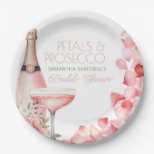 Petals und Prosecco Pink Brautparty Pappteller (Vorderseite)
