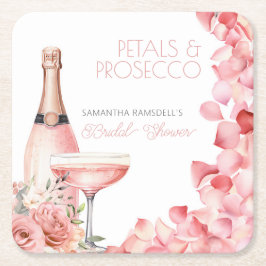 Petals und Prosecco Pink Brautparty Rechteckiger Pappuntersetzer