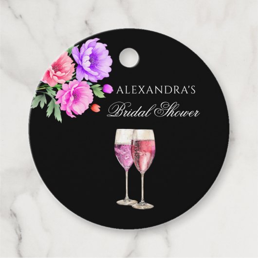 Petals und Prosecco Pink Brautparty Vielen Dank Geschenkanhänger (Vorderseite)