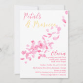 Petals und Prosecco Pink Bridal Dusche Einladung (Vorderseite)