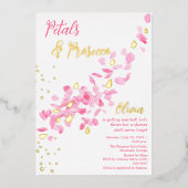 Petals und Prosecco Pink Bridal Dusche Einladung (Vorderseite)