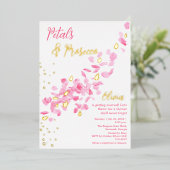 Petals und Prosecco Pink Bridal Dusche Einladung (Stehend vorne)