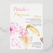 Petals und Prosecco Pink Bridal Dusche Einladung (Vorderseite)
