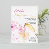 Petals und Prosecco Pink Bridal Dusche Einladung (Stehend vorne)