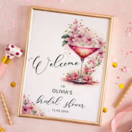 Petals und Prosecco Pink Bridal Willkommen Poster