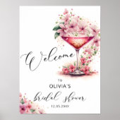 Petals und Prosecco Pink Bridal Willkommen Poster (Vorne)