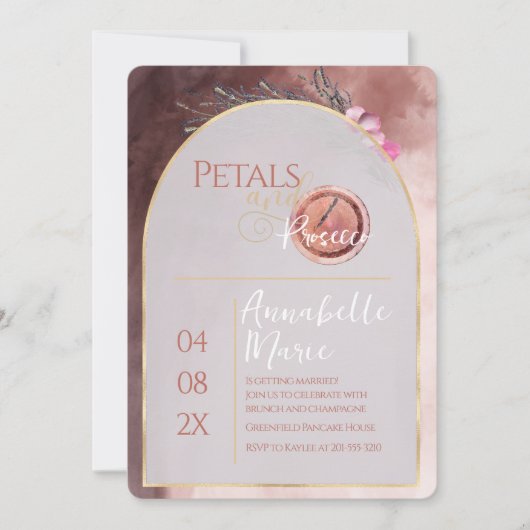 Petals und Prosecco-Polterabend Save The Date (Vorderseite)